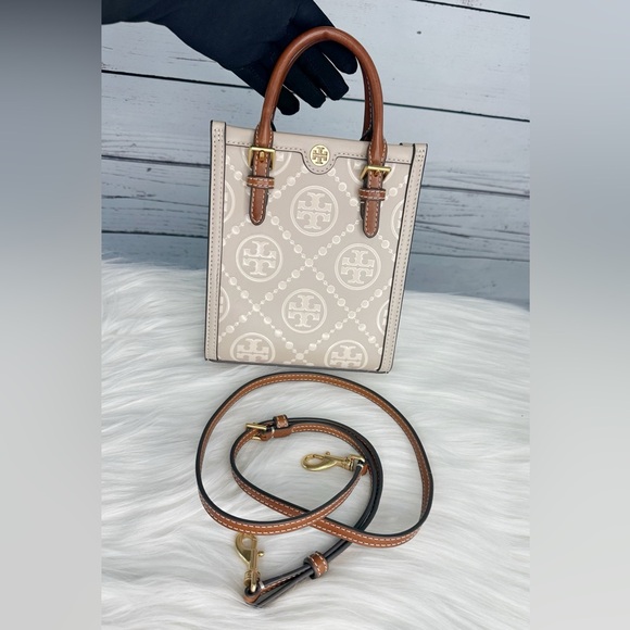 Tory Burch Mini T Monogram Tote – Beige/Ivory – Excellent Condition - Picture 2 of 9
